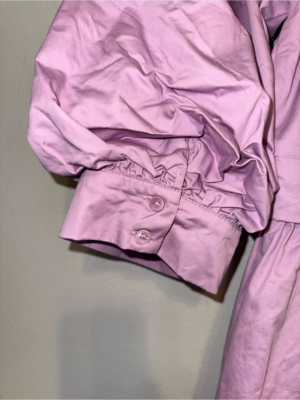 English Factory Cotton Puff-Sleeve Oversized Mini Collared Shirt Dress Lilac M - Picture 4 of 12